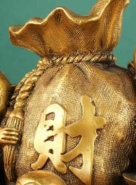 新款直销铜五猴聚财摆件财金钱生肖猴钱袋铜器聚宝盆开业礼品工艺