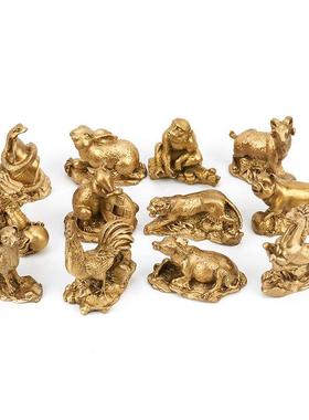 新款直销铜十二生肖摆件小号生肖鼠牛虎兔龙蛇马羊猴鸡狗猪黄铜生