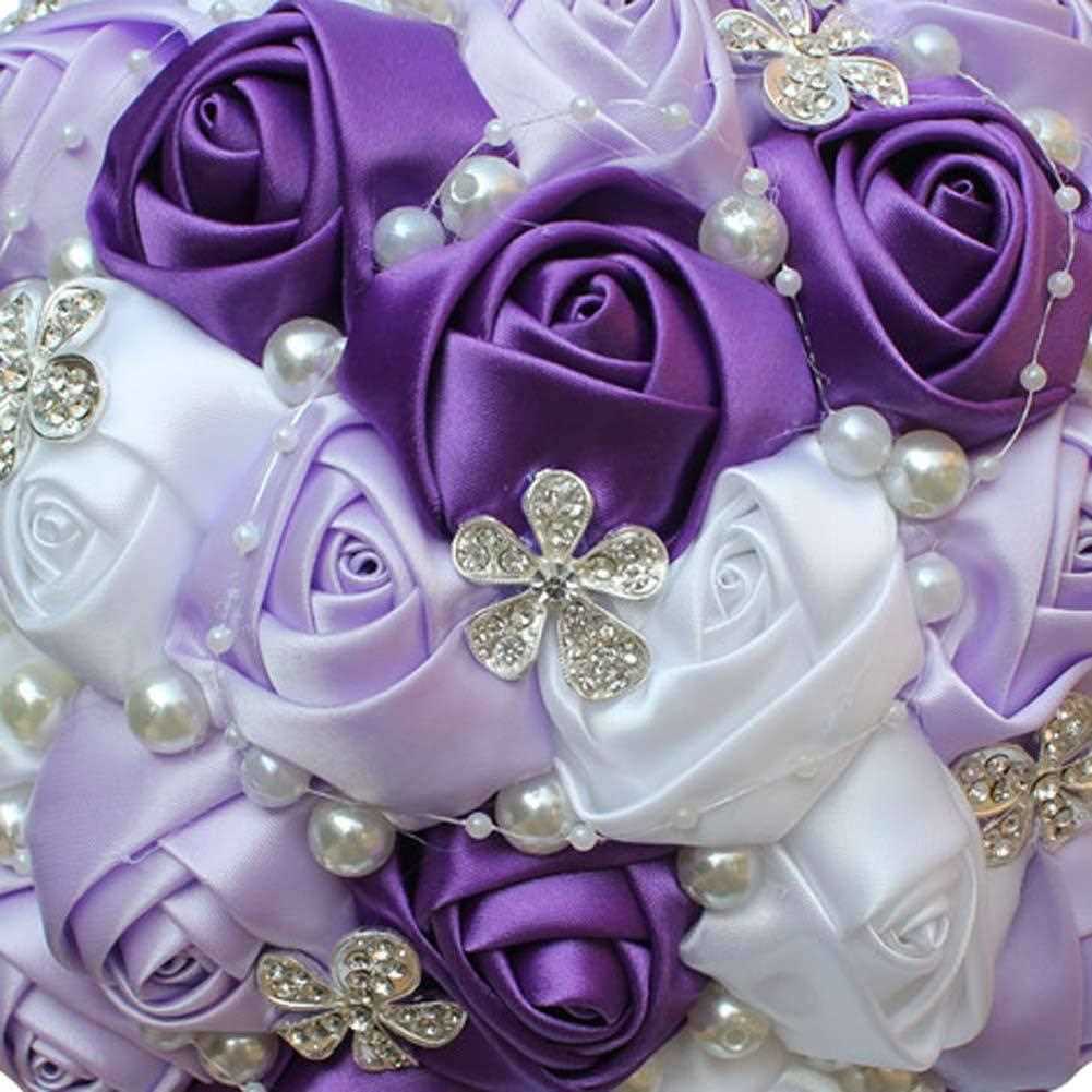 新款直销新娘手捧花丝带玫瑰花婚庆手捧花欧美新娘伴娘手捧花W224