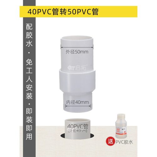 40PVC管变径50直接 厨房菜盆卫生间台盆40排水管转接50PVC管接头