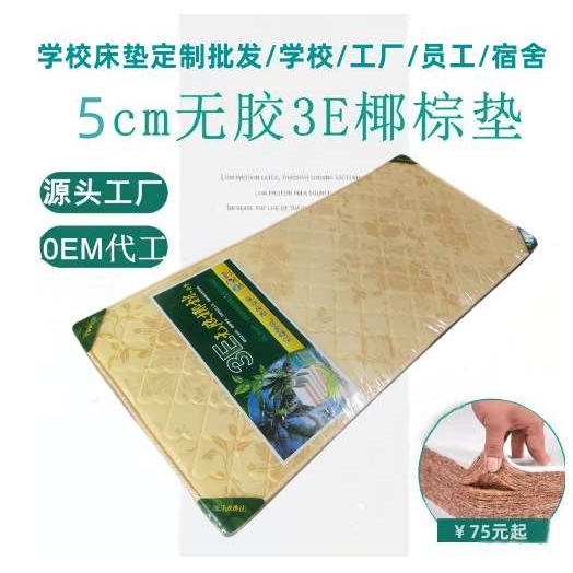 学校幼儿园棕垫3E椰棕硬垫0.9米5cm员工宿舍上下床薄床垫厂家