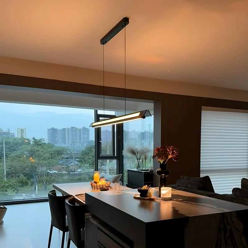 2025新款意式极简餐厅吊灯现代简约高端玻璃长条餐桌吧台一字灯具