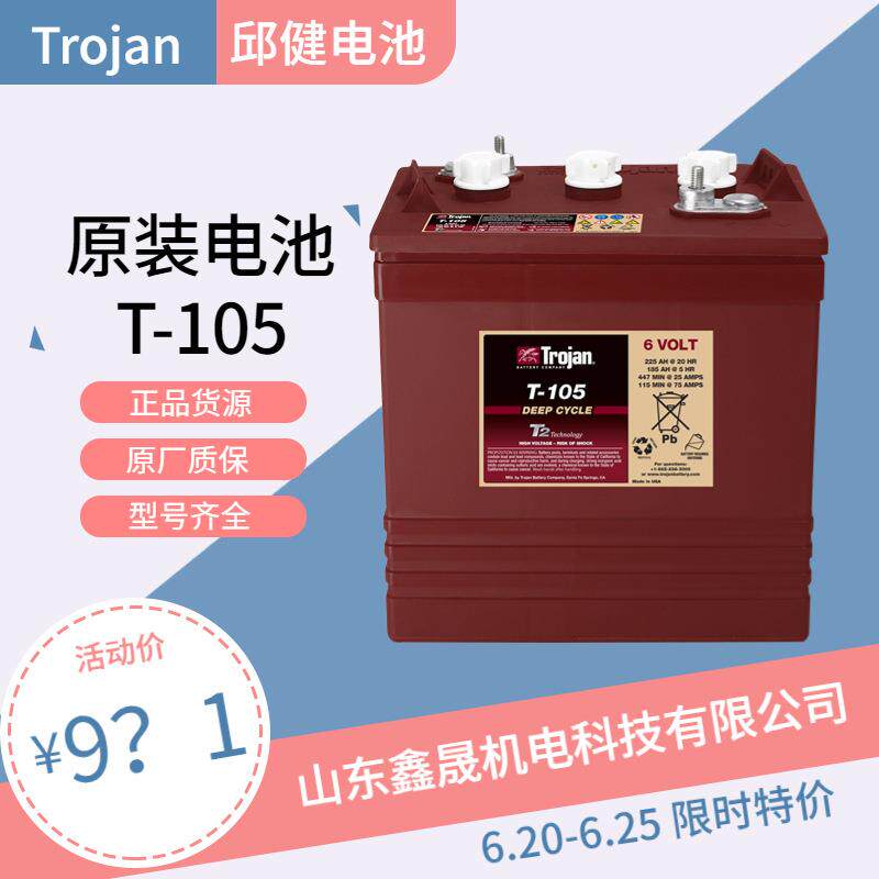 邱健TrojanT105-AGM6V217AH深循环AGM观光车旅游车电瓶
