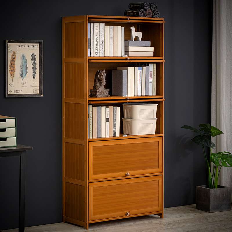 书架书柜置物架带柜门储物柜一体格子柜展示柜落地多层客厅置物柜