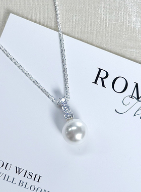 原创璀璨珠光项链女925纯银韩版小众轻奢高级感珍珠锁骨链ins吊坠