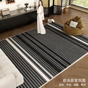 复古黑色免洗可擦地毯客厅轻奢高级感家用耐脏隔音茶几地垫 法式