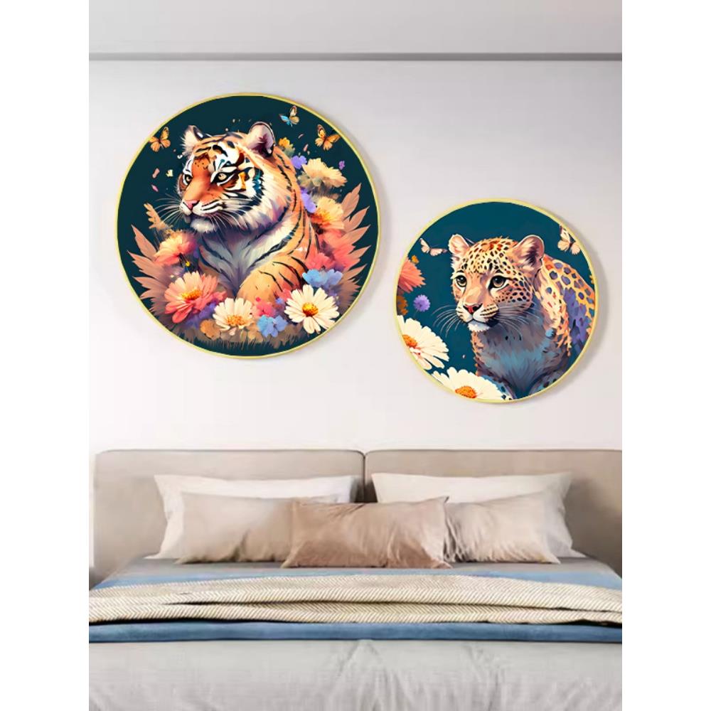 儿童房装饰画沙发背景墙壁画卡通小动物画北欧风房间卧室床头挂画图片