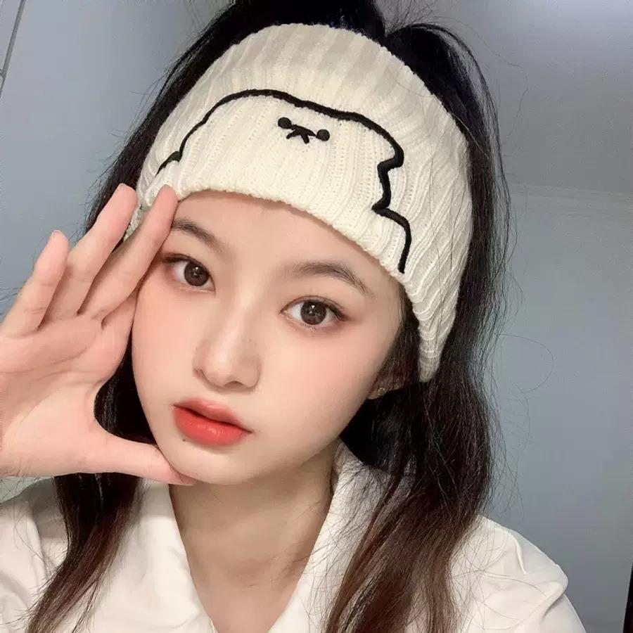 直销新款秋冬运动发箍甜酷宽边毛线洗脸发带针织头饰头套女网红新