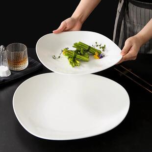 直销新款简约高级感白色异性凉菜盘汤盘摆盘不规则简洁餐厅酒店陶