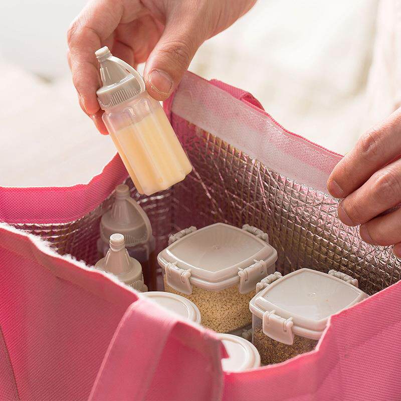 直销新款四个装调料盒 家用透明酱料挤压瓶 室外烧烤调料瓶厨房调