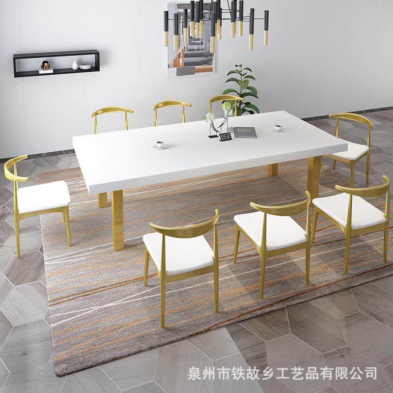 直销新款实木办公桌白色职员多人培训会议桌铁艺大型办公桌椅组合