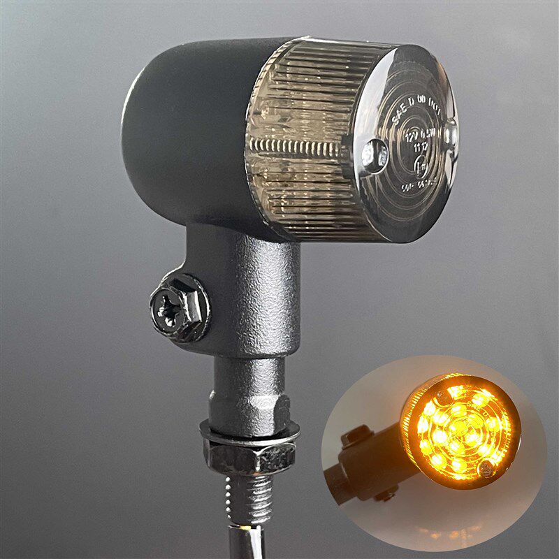 摩托车转向灯配件CG125巡航车改装锌合金磨砂黑转弯灯指挥信号灯