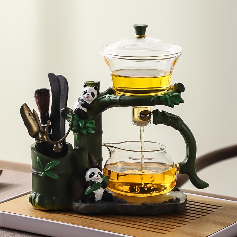 懒人茶具套装功夫茶具茶盘家用简约玻璃半自动泡茶器自动玻璃茶具