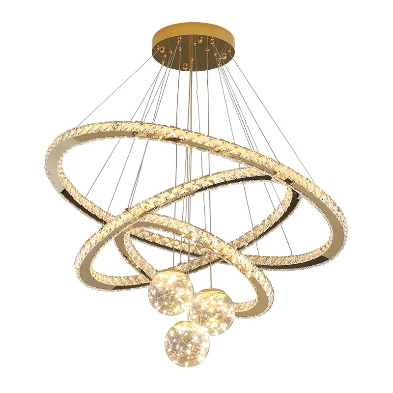 轻奢水晶客厅吊灯现代简约大气北欧满天星主卧室大厅餐厅圆形灯具