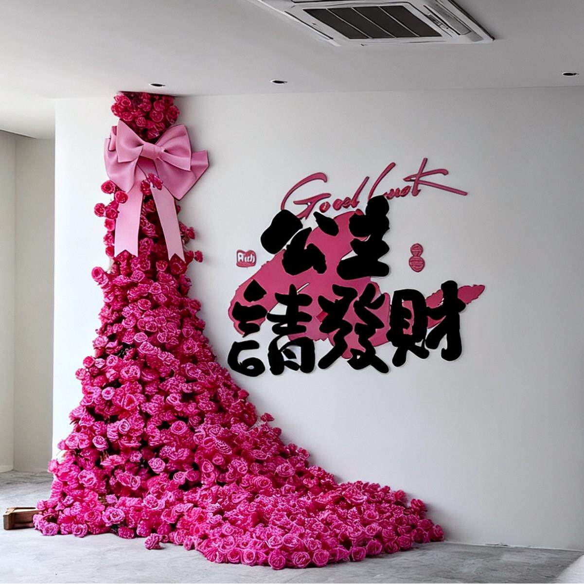 玫瑰瀑布网红打卡花墙彷真玫瑰花背景墙装修婚庆节日拍照装饰打卡