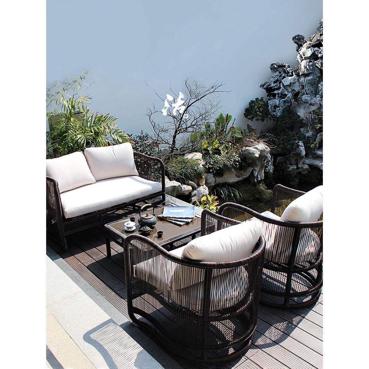 户外藤编沙发庭院花园休闲别墅家具民宿露台复古露天室外沙发组合,住宅家具,户外沙发,淘宝优惠券,粉丝福利购,淘宝优惠卷