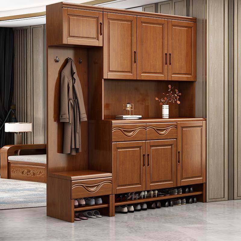 新中式实木间厅柜入户玄关柜现代简约进门木屏风客厅鞋柜小户型