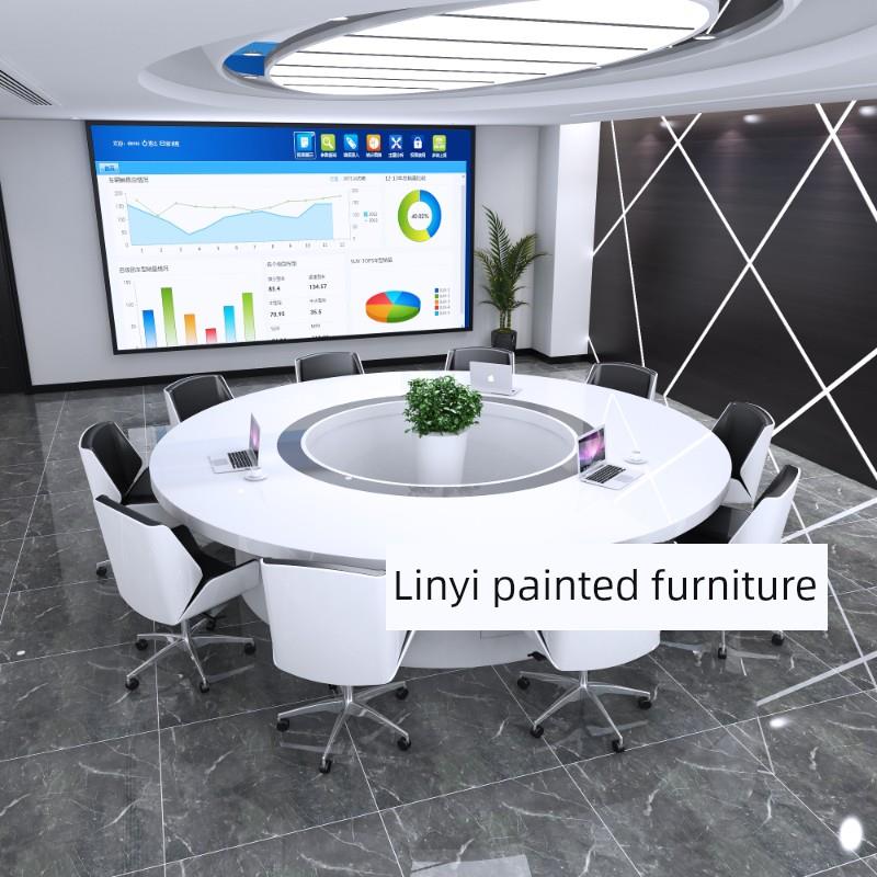 烤漆圆形会议桌简约现代创意圆形桌大型圆弧形洽谈桌会议室培训桌