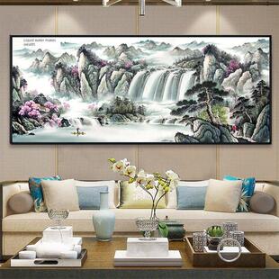 5d钻石画满钻客厅流水生财风景山水画办公室十字绣2024新款钻石绣