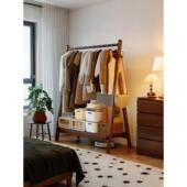 实木衣架置物架落地卧室挂衣架家用挂包衣帽架移动晾衣服简易架子