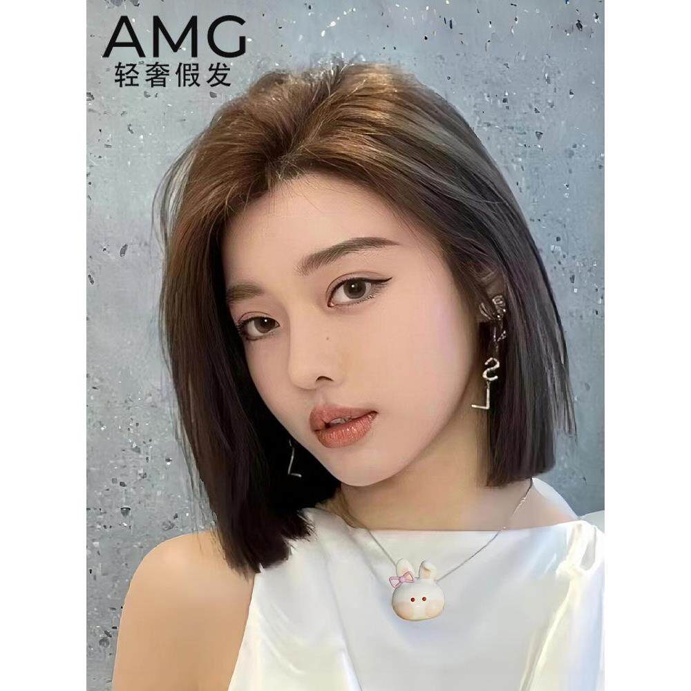 假发短发全头套女真人发丝时尚超A一刀切夏季轻薄透气无痕假发套