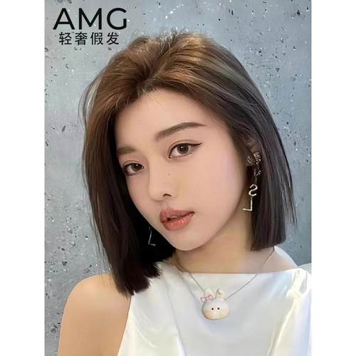 假发短发全头套女真人发丝时尚超A一刀切夏季轻薄透气无痕假发套