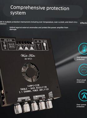 HT21-3G 三代2.1声道TDA7498E蓝牙功放模块低音炮160Wx2+220W