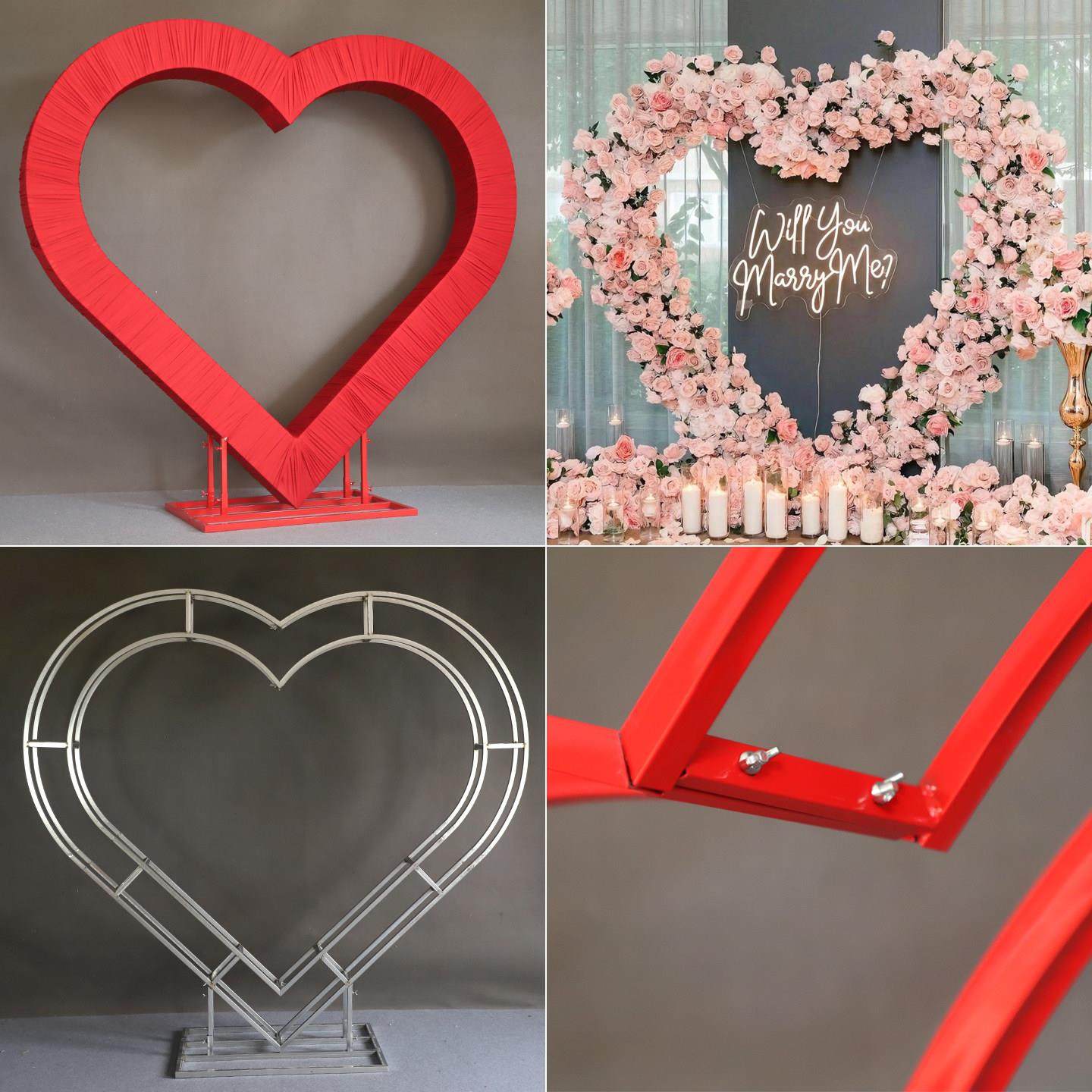婚庆铁艺爱心拱门架子婚礼舞台布置求婚装饰心形背景花架美陈道具