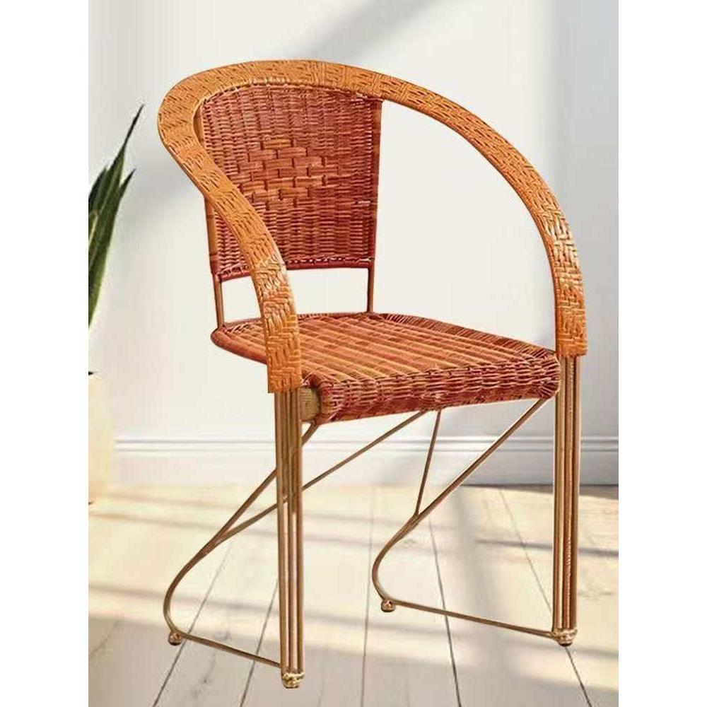 藤椅休闲简约餐椅办公椅子铁艺藤编织阳台腾椅靠背现代电脑麻将椅