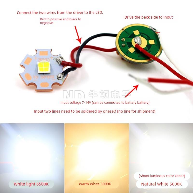 原装cree xhp70 2代 xhp50灯珠18W30W大功率LED手电筒6V驱动板12V