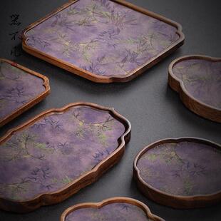 胡桃木壶承干泡台茶席套装小型实木茶盘茶台精致茶具茶托 托盘干