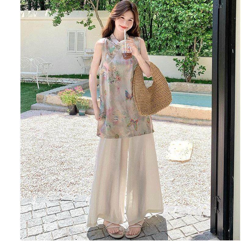 新中式国风套装睡衣女夏2025新款古风气质休闲 上衣裤子家居服套