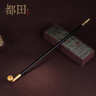 手工加长50cm实木道具烟斗烟杆黄铜嘴老式男士烟锅子纪晓岚旱烟袋