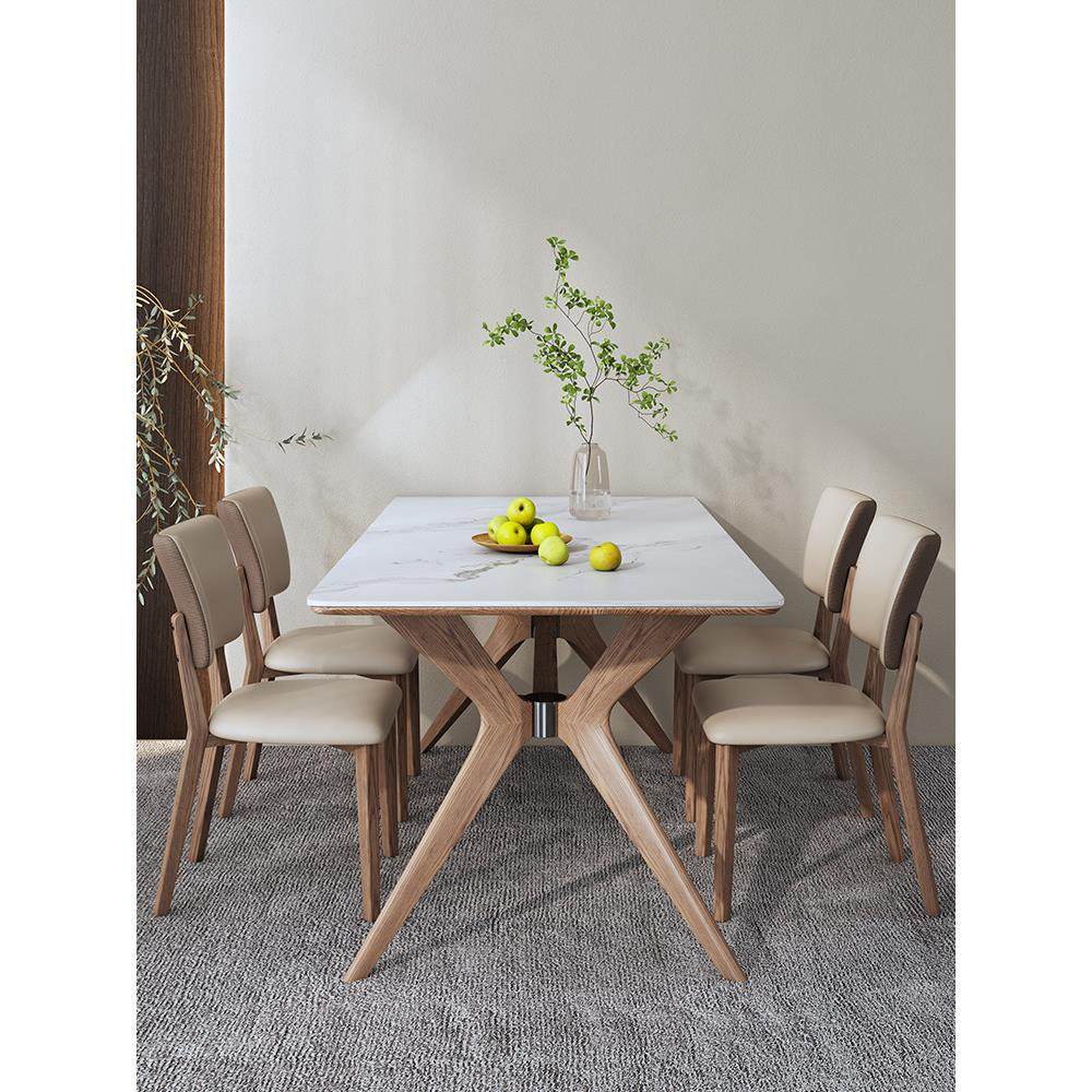 岩板餐桌轻奢现代简约小户型家用白蜡木实木诧寂风长方形意式饭桌,住宅家具,岩板餐桌,淘宝优惠券,粉丝福利购,淘宝优惠卷