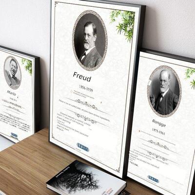 心理咨询室布置装饰画心理学家心理名人挂画挂图费罗伊德画像