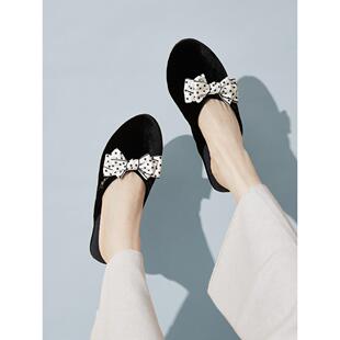 丝绒包头绣花蝴蝶春秋室内家用防水防滑静音棉法式透气吸汗拖鞋