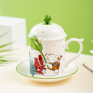 八义陶瓷兔子陶瓷咖啡杯水杯马克杯路过四季办公杯茶具泡茶杯白瓷