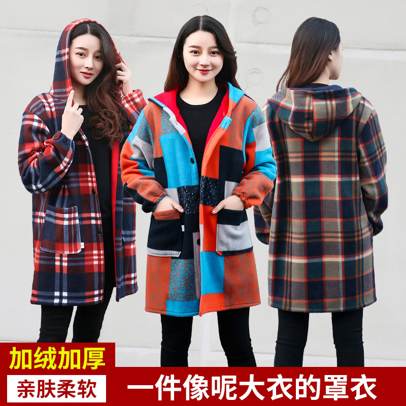 冬天保暖成人罩衣加厚女工作服加围裙