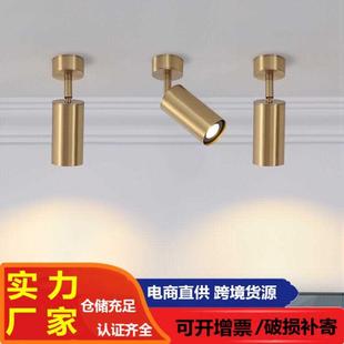 店背景墻導軌燈LED吸頂式 金色射燈 天花軌道燈服裝 浪漫工業風明裝