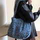 韩系ins豹纹牛津布包女慵懒松弛感百搭布袋大容量学生单肩托特包