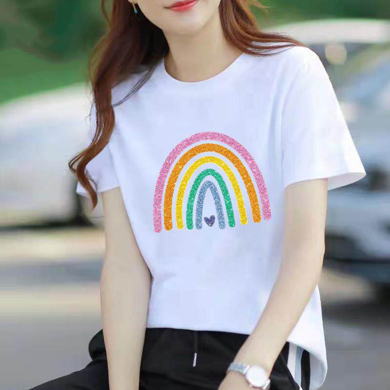 网红爆款通勤显瘦夏季印花打底衫流行女ins短袖圆领现货欧美T恤