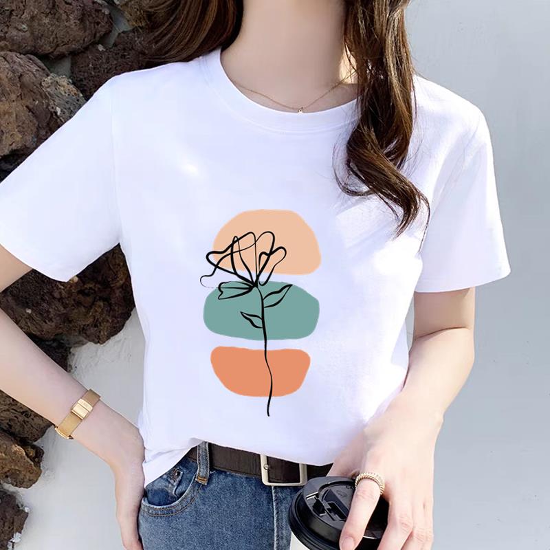 韩版上衣打底衫夏季印花网红爆款女通勤ins短袖白色洋气圆领T恤
