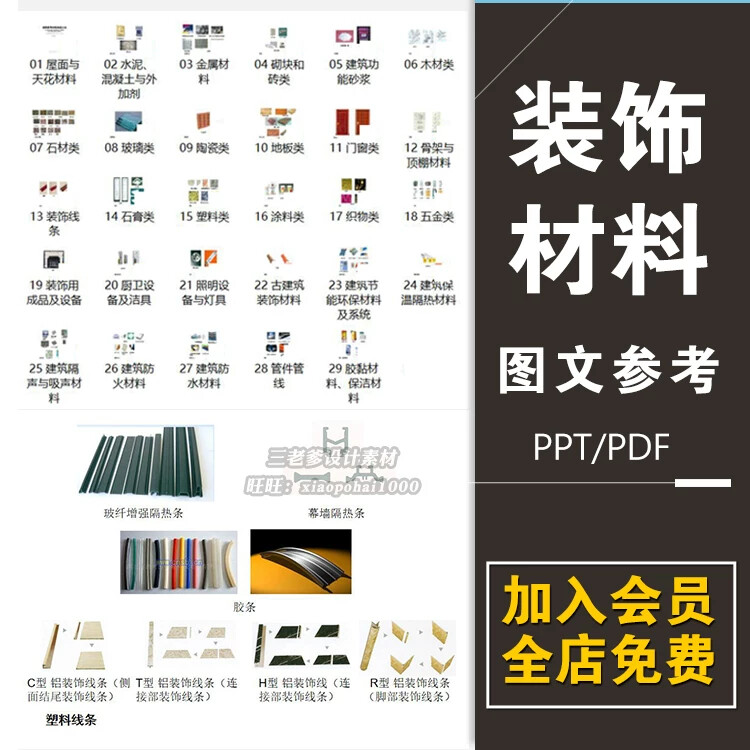 建筑装饰材料图库工程地产装修材料 施工工艺参考PPT图文设计素材图片