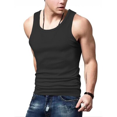 H 43257 Cotton Ribbed Slim Fit Tank Top 男士运动背心 专