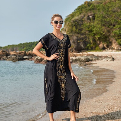 Women's Dress vacation Kaftan Robe Bat Sleeve lounge around