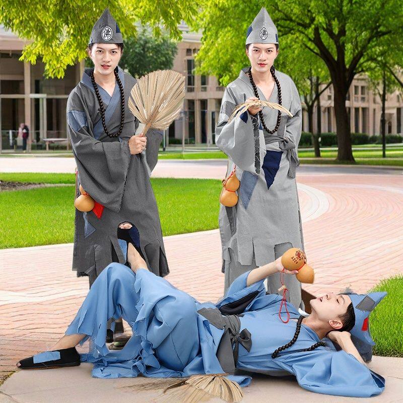 叫花子影视服汉服成人古装演出服装济公活佛乞丐服装济布丁舞台服