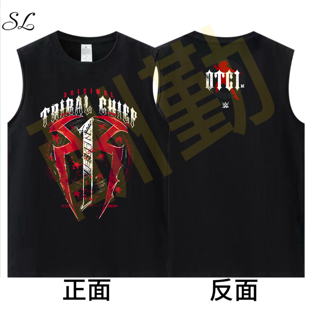 thumbnail for 2025 New WWE Tribal Chief Roman Reigns Crew Neck Loose Cotton T-Shirt Sleeveless