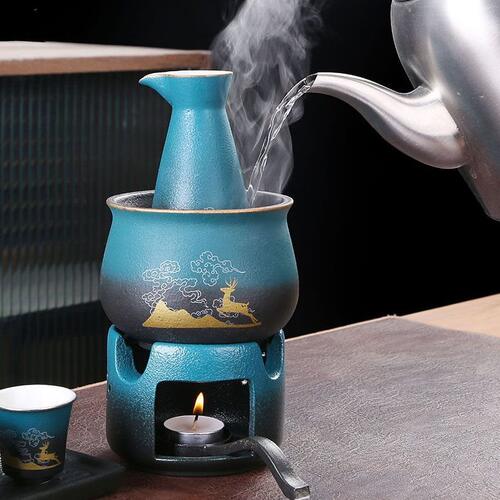 直销温酒器中式仿古酒具酒杯酒壶套装烫酒壶陶瓷家用煮酒器清酒黄