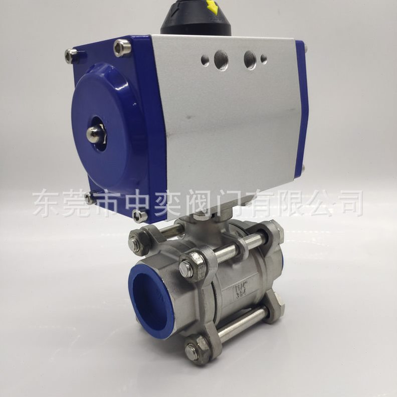 直销气动三片式直通丝扣球阀DN8-10-15-20-25-32-40-50-65气动304