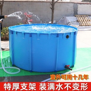 厂家供应PVC圆形帆布鱼池大型A支架养鱼池软体帆布水池家用游泳池